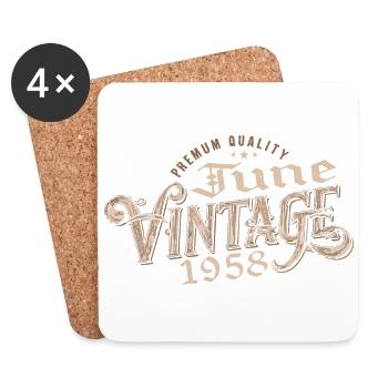 June 1958 Vintage 66th Anniversary Gift 1958 - Coasters (set of 4) - white - Front
