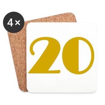 20. 20 ANS. 20e ANNIVERSAIRE. ANNIVERSAIRE 20 ANS. - Dessous de verre (lot de 4) - blanc - Devant