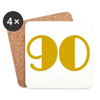 90. 90 ANS. 90e ANNIVERSAIRE. ANNIVERSAIRE 90 ANS. - Dessous de verre (lot de 4) - blanc - Devant