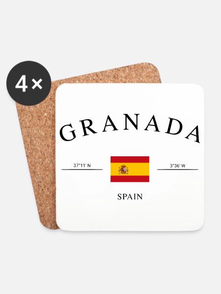 Granada Spanien – Urlaub Souvenir & Geschenk - Untersetzer (4er-Set) - Weiß