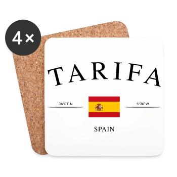 Tarifa Spanien Flagge – Urlaub Souvenir & Geschenk - Untersetzer (4er-Set) - Weiß - Vorne
