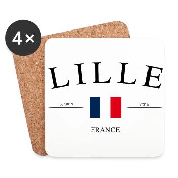 Lille France – Holiday Souvenir & Gift - Coasters (set of 4) - white - Front