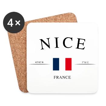 Nice Frankreich – Urlaub Souvenir & Geschenk - Untersetzer (4er-Set) - Weiß - Vorne