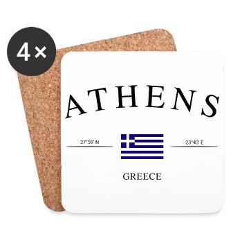 Athens Greece – Holiday Souvenir & Gift - Coasters (set of 4) - white - Front