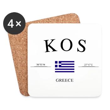 Kos Greece – Holiday Souvenir & Gift - Coasters (set of 4) - white - Front