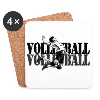 Dynamischer Volleyballspieler in Aktion - Untersetzer (4er-Set) - Weiß - Vorne