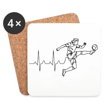 ​Soccer Heartbeat Minimalist Line Art - Coasters (set of 4) - white - Front