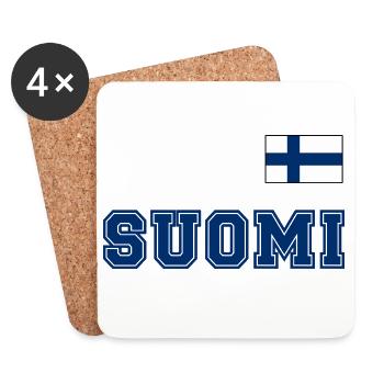 FINNLAND - SUOMI Trikot Look - Flagge auf Brust - Untersetzer (4er-Set) - Weiß - Vorne