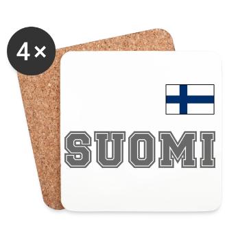 FINNLAND - SUOMI Trikot Look - Flagge auf Brust - Untersetzer (4er-Set) - Weiß - Vorne