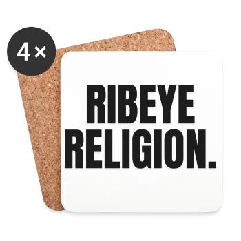 RIBEYE RELIGION | Carnivore T-Shirt | Steak Lover - Coasters (set of 4) - white - Front