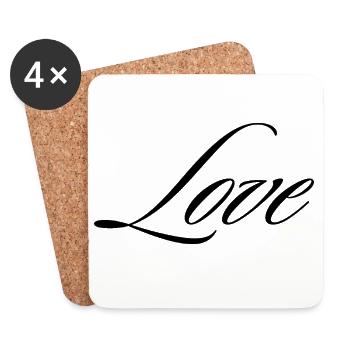 Love Calligraphy Script Minimalist Typography Grap - Coasters (set of 4) - white - Front