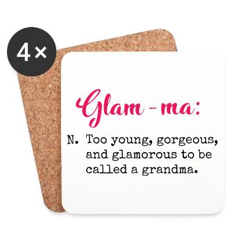 Drôle Cool Glam-ma. Grand-mère, Mamie. Nanny Love. - Dessous de verre (lot de 4) - blanc - Devant