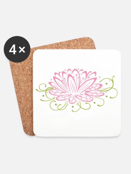 Große Lotusblüte, Lotus, Lotusblume. - Untersetzer (4er-Set) - Weiß