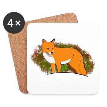 New - Cooler Fuchs Tier / Cool Fox Animal - Coasters (set of 4) - white - Front