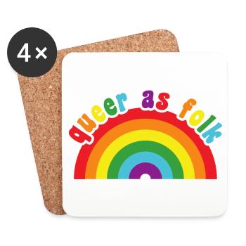 Queer as Folk - cute rainbow pride colors - Coasters (set of 4) - white - Front