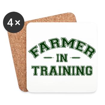 Lustiger landwirtschaftlicher Bauer in Ausbildung - Untersetzer (4er-Set) - Weiß - Vorne