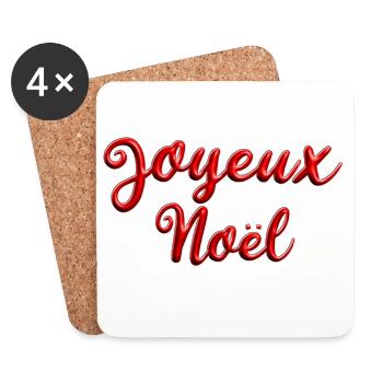 Joyeux Noël Script Rouge - Dessous de verre (lot de 4) - blanc - Devant