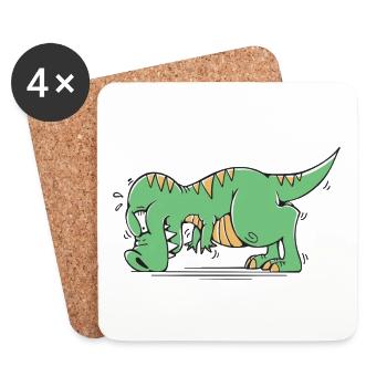 T-Rex Hates Push-Ups Liegestütze Lustig Humor - Untersetzer (4er-Set) - Weiß - Vorne