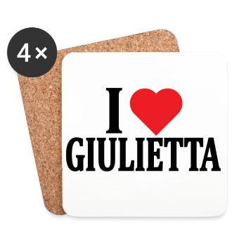 T-Shirt I love Juliet T-Shirt Geschenkidee - Untersetzer (4er-Set) - Weiß - Vorne