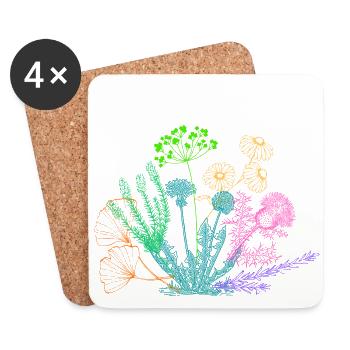 Bouquet d’herbes - Dessous de verre (lot de 4) - blanc - Devant