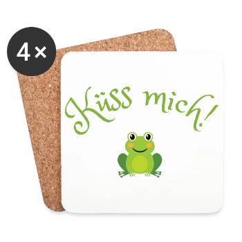 Küss mich | Froschkönig | Märchen - Untersetzer (4er-Set) - Weiß - Vorne