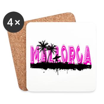 Majorque Summer Sun Beach Sea Palm Trees Party - Dessous de verre (lot de 4) - blanc - Devant