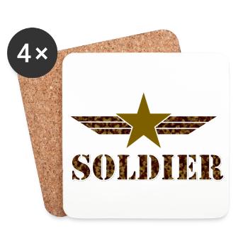 Soldier Camouflage Big Star - Untersetzer (4er-Set) - Weiß - Vorne