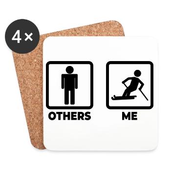 Skier stick figure - Coasters (set of 4) - white - Front