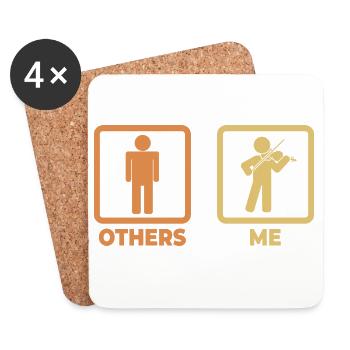 Violinist stick figure - Coasters (set of 4) - white - Front
