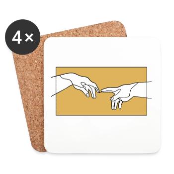 Creation of Adam hands, Michelangelo inspiration - Coasters (set of 4) - white - Front