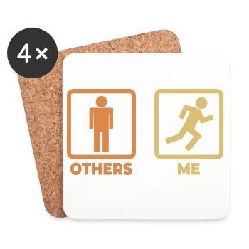 Runner stick figures - Coasters (set of 4) - white - Front