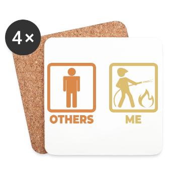 Firefighter Stick Figures - Coasters (set of 4) - white - Front