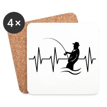 Herzschlag Angler Puls Ekg angeln Symbol See Fisch - Untersetzer (4er-Set) - Weiß - Vorne