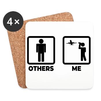 Airplanes Stick Figure - Coasters (set of 4) - white - Front