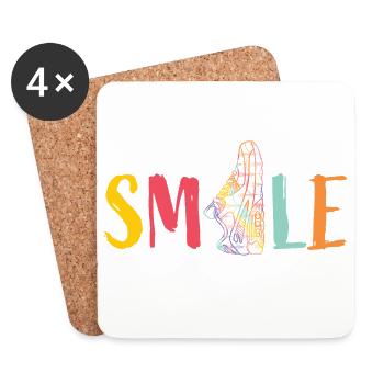 Smile - Sneaker coloré - cool - Sport - Danse - Danse - Dessous de verre (lot de 4) - blanc - Devant