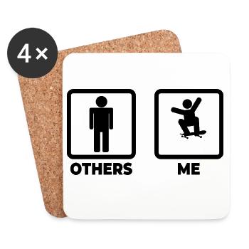 Skateboarder Cartoon - Coasters (set of 4) - white - Front