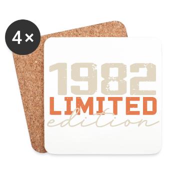Né en 1982 | Vintage 1982 Anniversaire Rétro - Dessous de verre (lot de 4) - blanc - Devant
