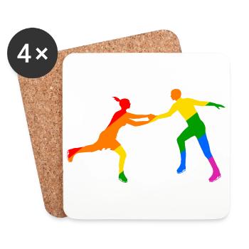 Duo de patineurs colorés - Dessous de verre (lot de 4) - blanc - Devant