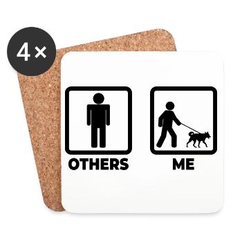 Dog Owner Stick Figure - Coasters (set of 4) - white - Front