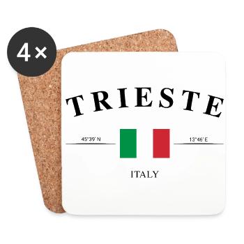 Trieste Italien Koordinaten Urlaub Reise Souvenir - Untersetzer (4er-Set) - Weiß - Vorne