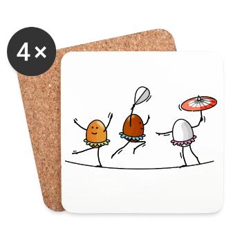 funambules, acrobates, œufs - Dessous de verre (lot de 4) - blanc - Devant