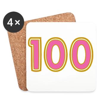 100. 100 YEARS. 100th ANNIVERSARY. BIRTHDAY 100 - Coasters (set of 4) - white - Front