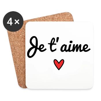 JE T'AIME. SAINT VALENTIN. COEUR. JE T'AIME - Dessous de verre (lot de 4) - blanc - Devant