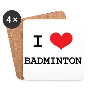 Badminton - Sport - Raquette - Dessous de verre (lot de 4) - blanc - Devant