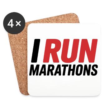 I Run Marathon Schriftzug - Untersetzer (4er-Set) - Weiß - Vorne