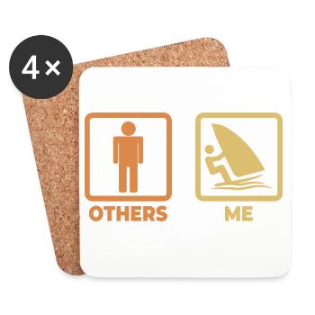 Funny Windsurfer Stick Figure - Coasters (set of 4) - white - Front