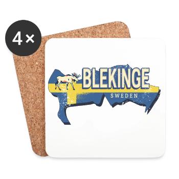 Blekinge in Schweden Retro Provinz mit Landkarte - Untersetzer (4er-Set) - Weiß - Vorne