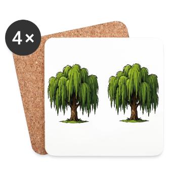 Double Willow Tree Scene - Coasters (set of 4) - white - Front