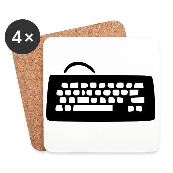 Retro_Vintage_80er_90er_Jahre_Tastatur_schwarz_ - Untersetzer (4er-Set) - Weiß - Vorne