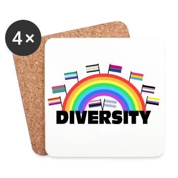 Diversity Regenbogen - Vielfalt Design - Untersetzer (4er-Set) - Weiß - Vorne